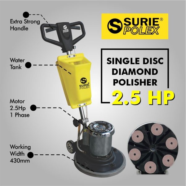 Surie Polex Single Disc Diamond Polisher | Model:  2.5HP Motor - Image 2