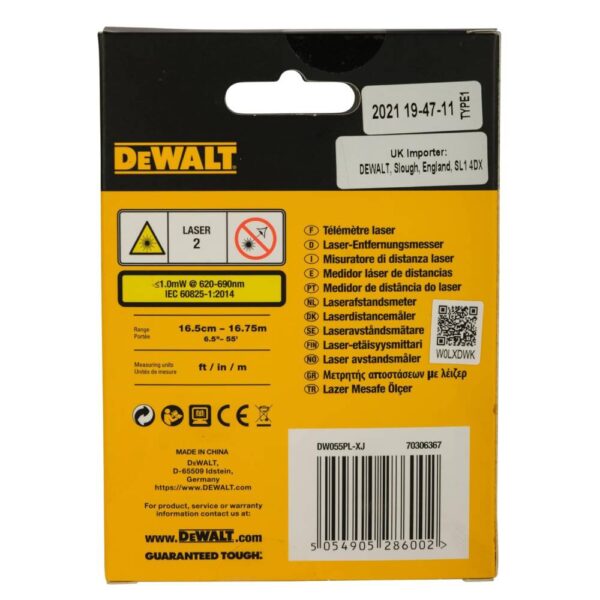 16m Pocket Laser Distance Measurer Model No: DW055PL-XJ - Image 2