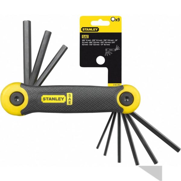 9 Pc Sae Folding Hex Key Set Model No: 2-69-265 - Image 3