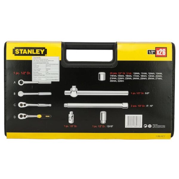 27pc-1/2 Sq. Dr 12pt Socket Set Met Model No: 86-477 - Image 3