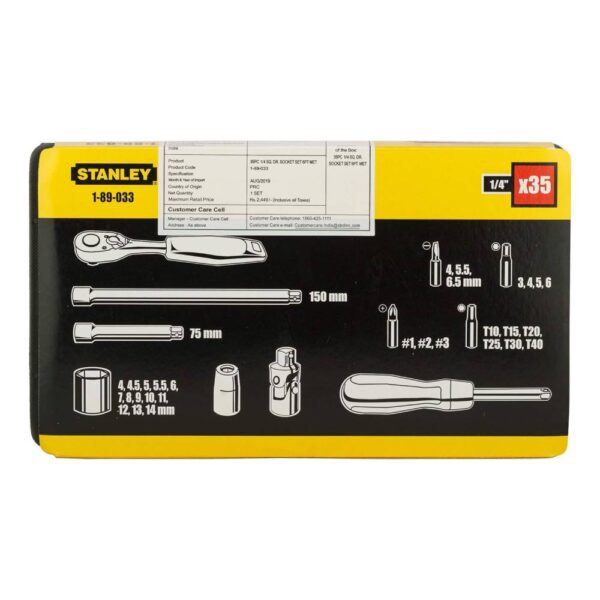 35pc 1/4 Sq. Dr. Socket Set 6pt Met Model No: 1-89-033 - Image 2