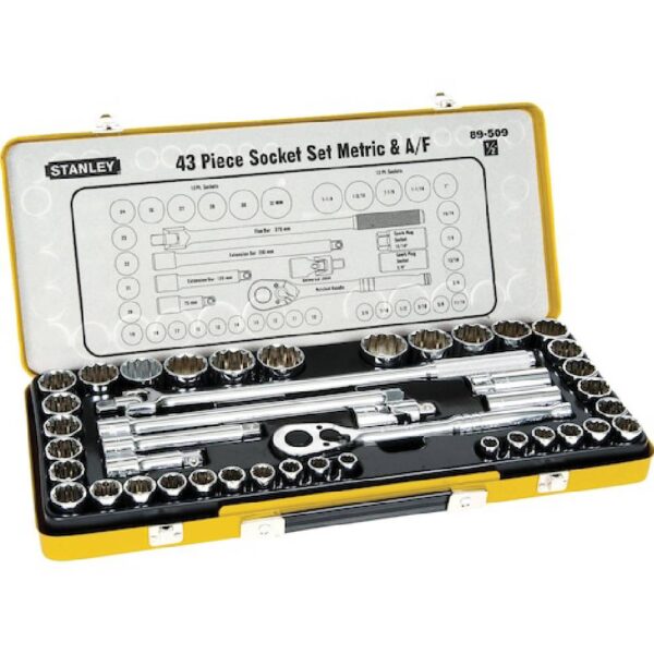 43pcs 1/2 Sq. Dr. 12pt Socket Set Met/imp Model No: 89-509 - Image 3