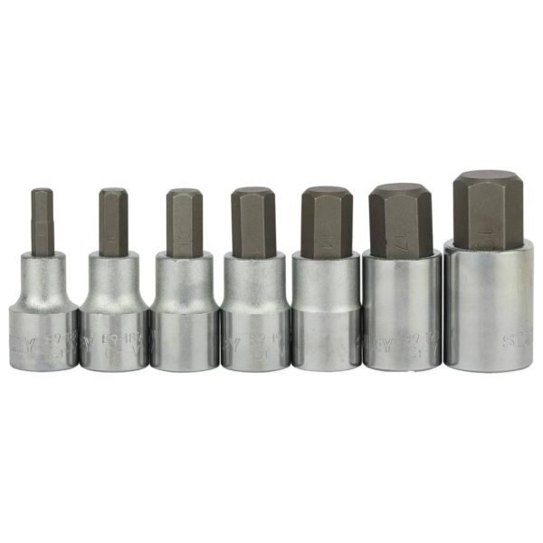 7pc 1/2 Sq. Dr. Hex Bit Socket Set Met Model No: 1-89-099 - Image 6