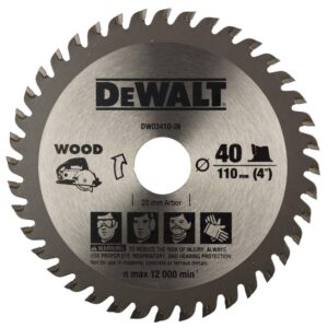 Dewalt Dw03410 110mm 40t Tct Circular Saw Blade For Cutting Mdf Plywood And Laminated Wood Model No: DW03410-IN