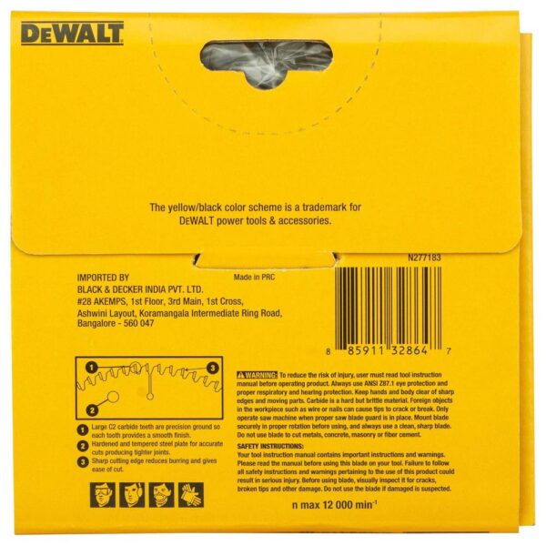 Dewalt Dw03410 110mm 40t Tct Circular Saw Blade For Cutting Mdf Plywood And Laminated Wood Model No: DW03410-IN - Image 2